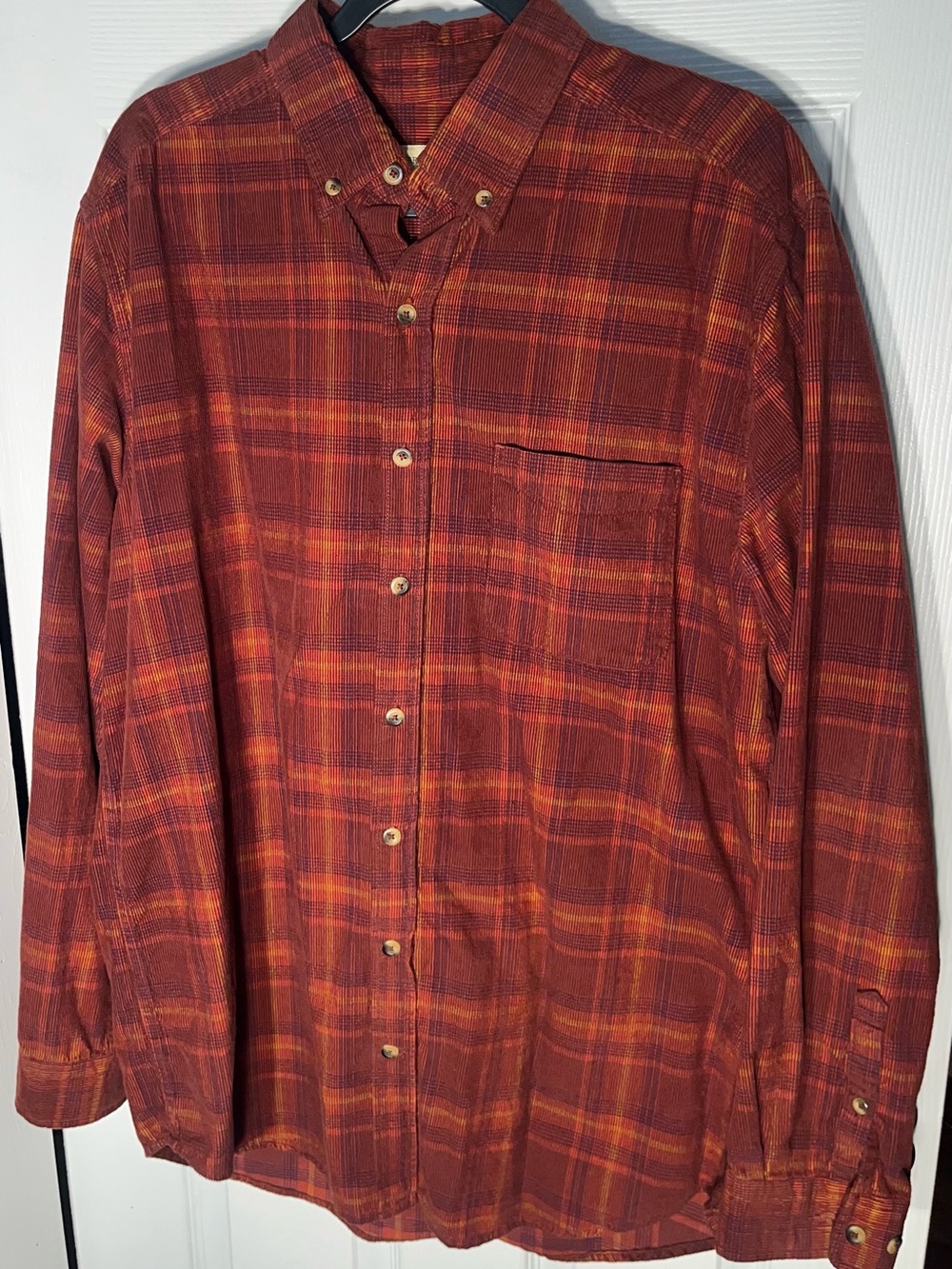 Men’s The Territory Ahead Plaid Shirt Corduroy Long Sleeve Button LT Large Tall